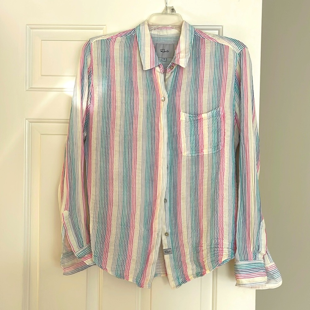 Rails size medium white striped long sleeve button up - excellent condition
